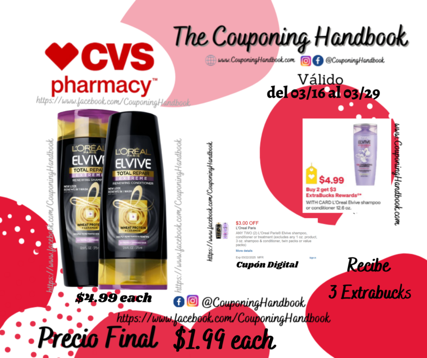 L’Oreal Paris Elvive Shampoo or Conditioner por $1.99