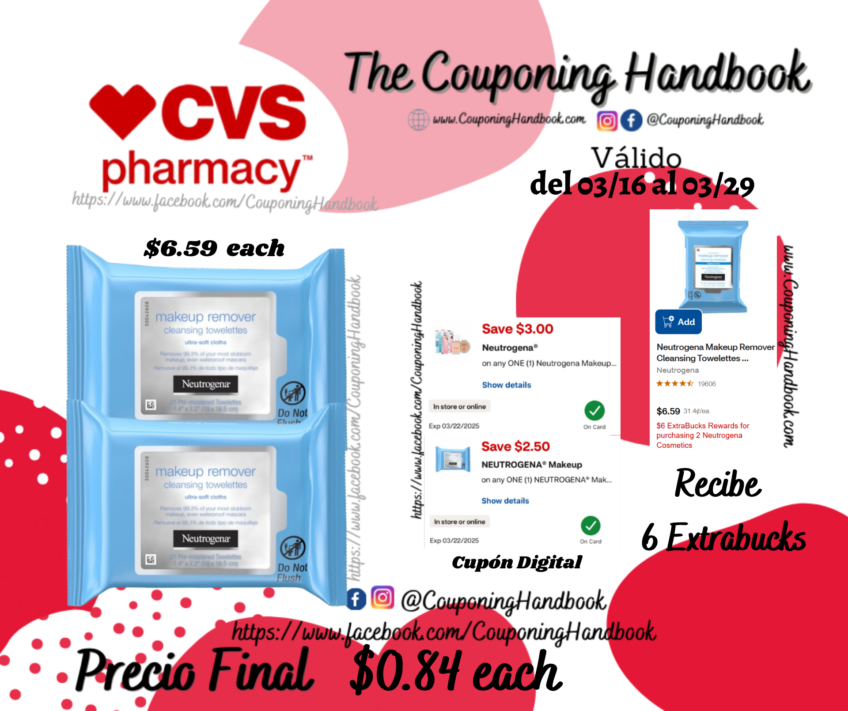 Neutrogena Makeup Remover Facial Cleansing Towelettes & Wipes, 21CT por $0.84