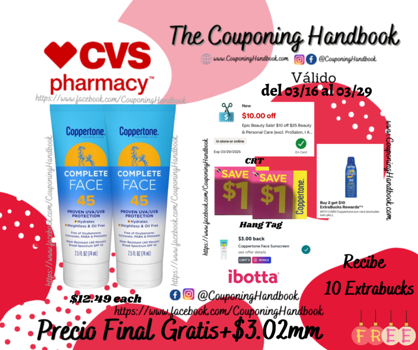 02 Coppertone Complete Face Sunscreen Lotion, SPF 45, 2.5 oz Gratis