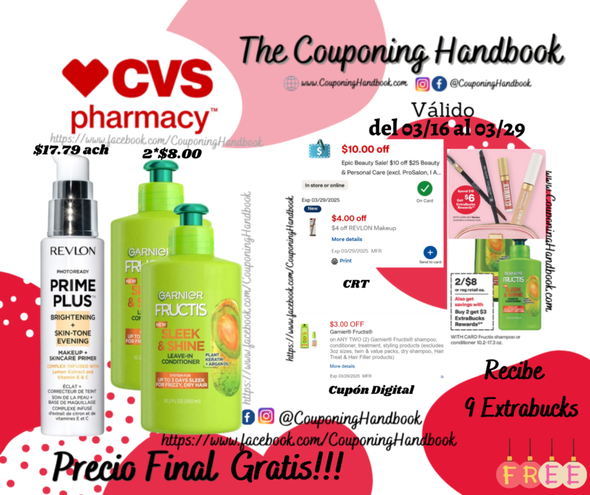 01 Revlon Prime y 02 Garnier Fructis Gratis