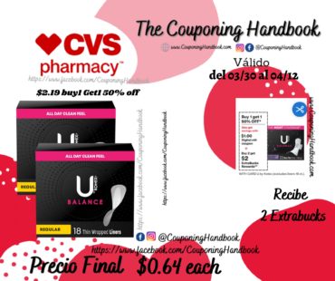 U by Kotex Balance Thin Wrapped Panty Liners por  $0.64