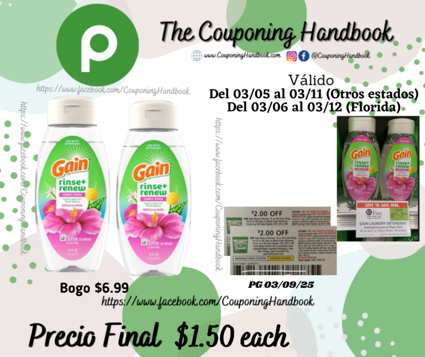 Gain Rinse + Renew Fabric Rinse, Hibiscus Hula 16 fl oz por $1.50