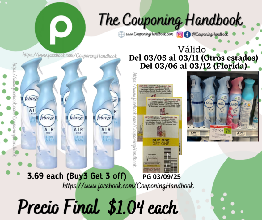 Febreze Odor-Fighting Air Freshener Linen & Sky, 8.8 oz por $1.04