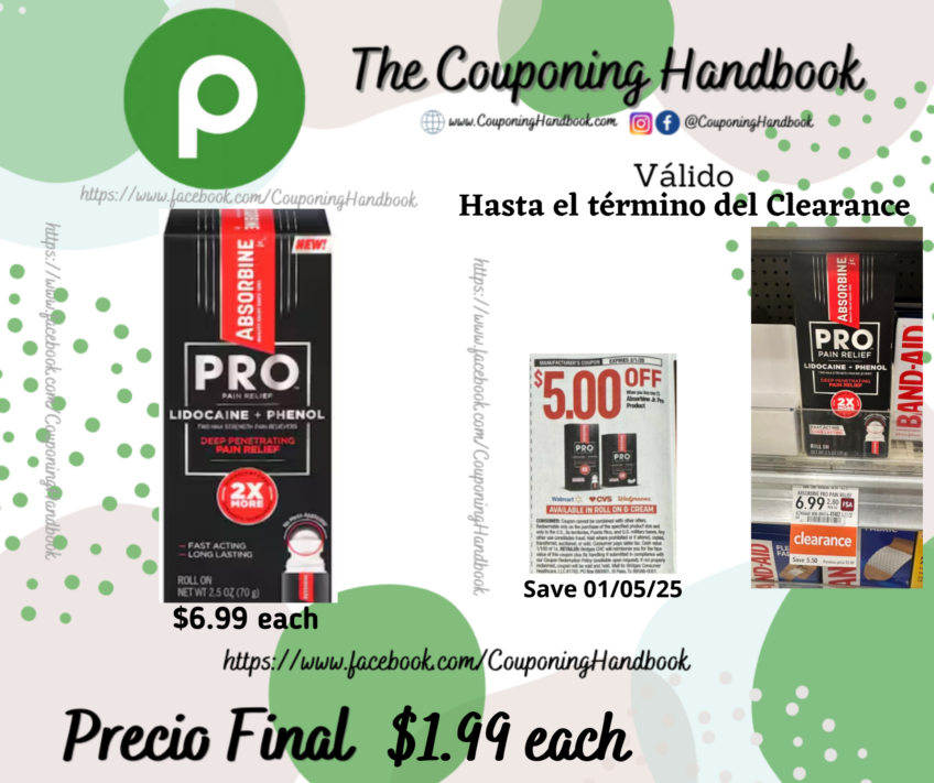 Absorbine Pro Pain Relievers, Max Strength, Deep Penetrating, Roll On por $1.99