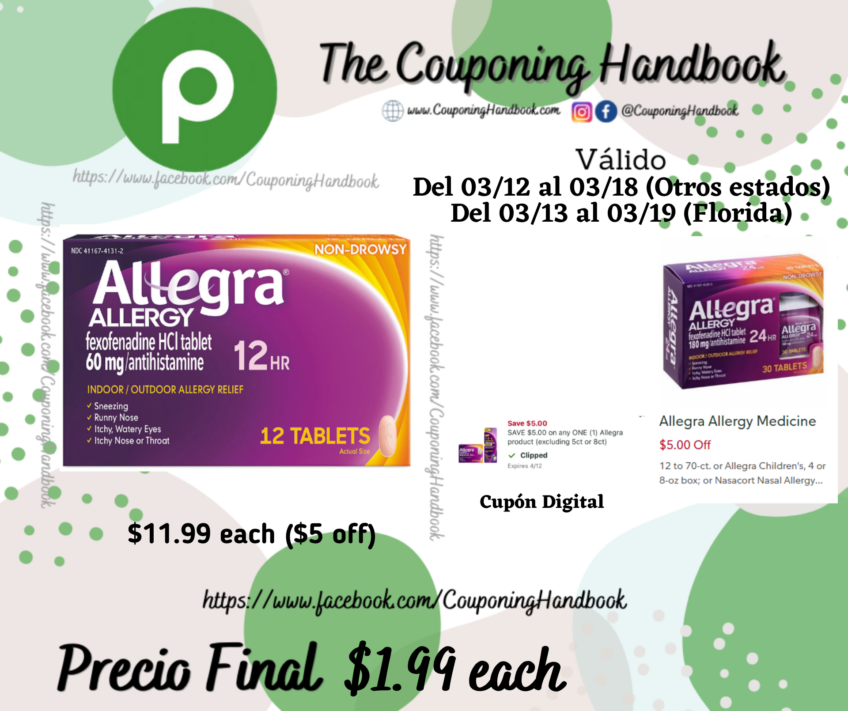Allegra Allergy Relief, Indoor/Outdoor, 60 mg, 12 Tablets por $1.99