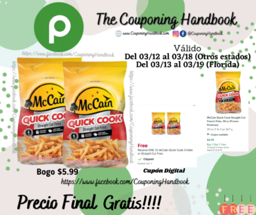 02 McCain Quick Cook Straight Cut French Fries, 20 oz (Frozen Potatoes) Gratis