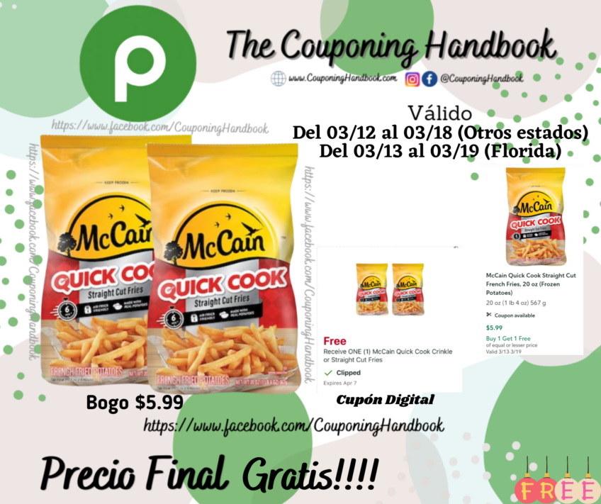 02 McCain Quick Cook Straight Cut French Fries, 20 oz (Frozen Potatoes) Gratis