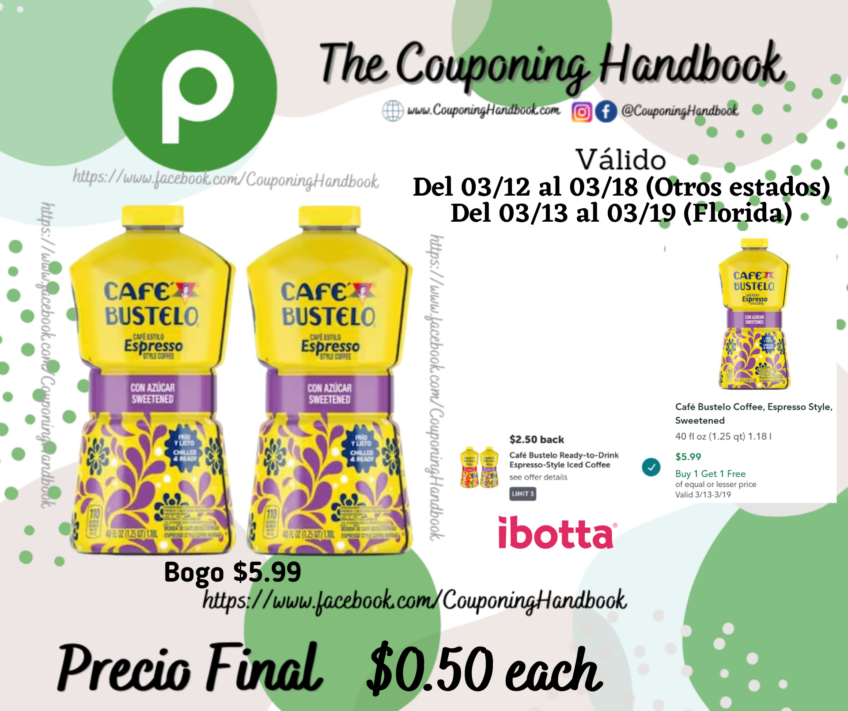 Café Bustelo Coffee, Espresso Style por $0.50
