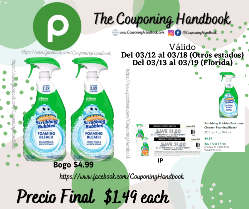 Scrubbing Bubbles Bathroom Cleaner, Foaming Bleach por $1.49