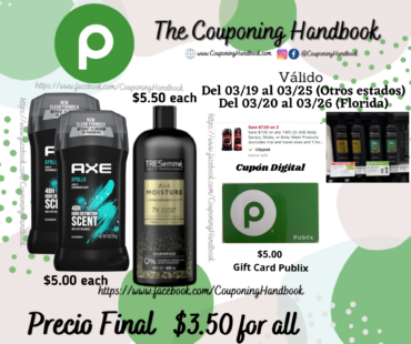 02 Axe Deodorant y/o 01 Tresemme Shampoo por $3.50