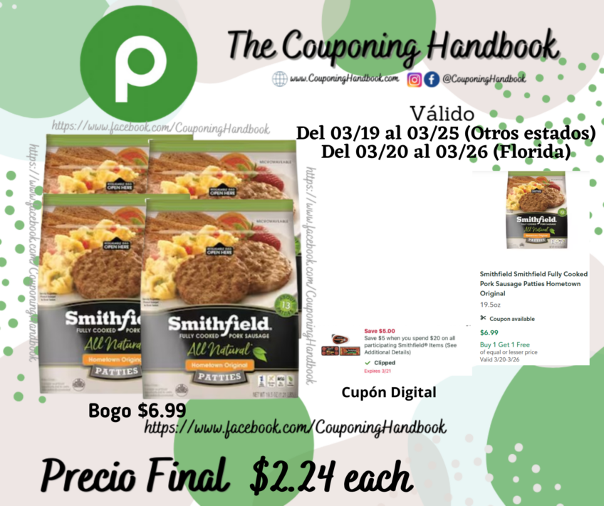 Smithfield Smithfield Fully Cooked Pork Sausage Patties Hometown Original por $2.24