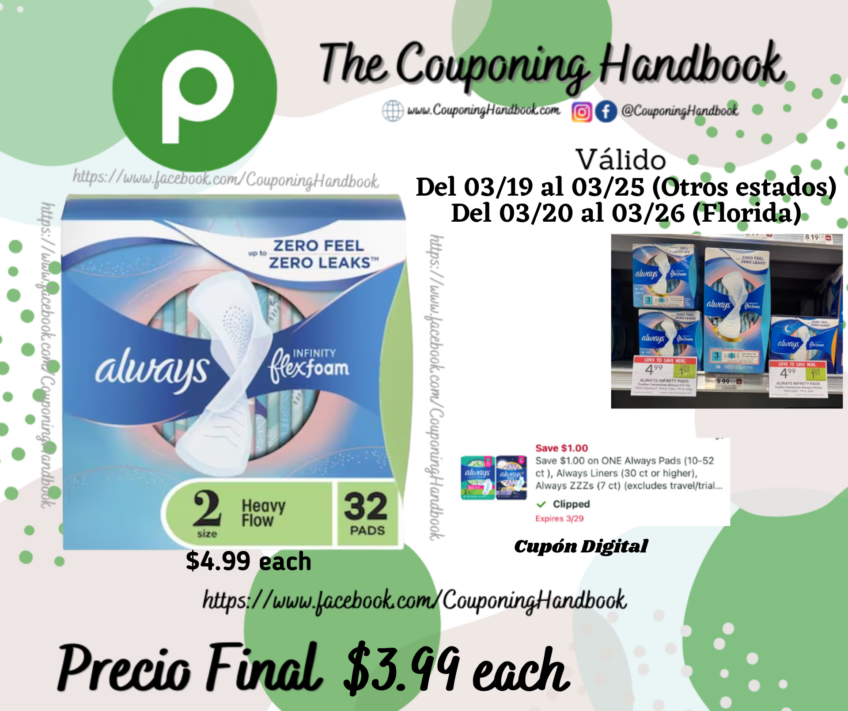 Always Infinity Pads, Size 2 Heavy, 32 ct por $3.99