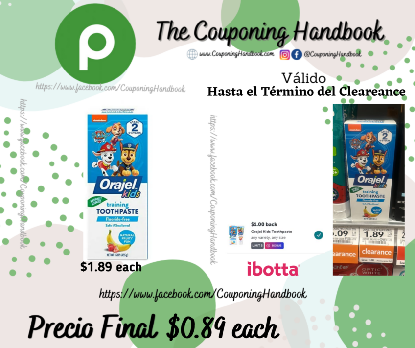 Orajel Kids Paw Patrol Fluoride-Free Training Toothpaste por $0.89