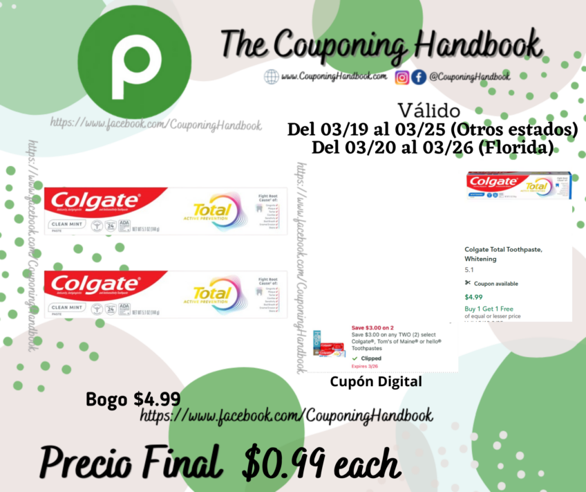 Colgate Total Toothpaste, Whitening por $0.99