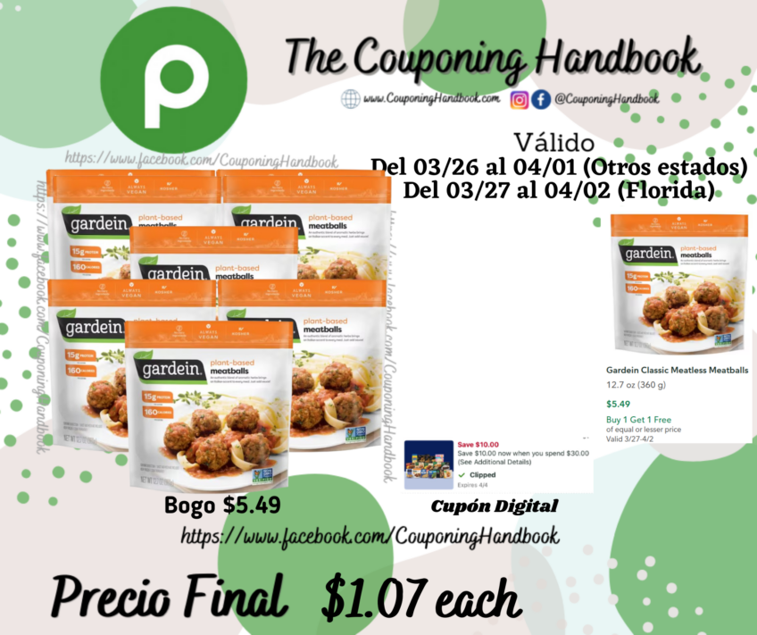 Gardein Classic Meatless Meatballs por $1.07
