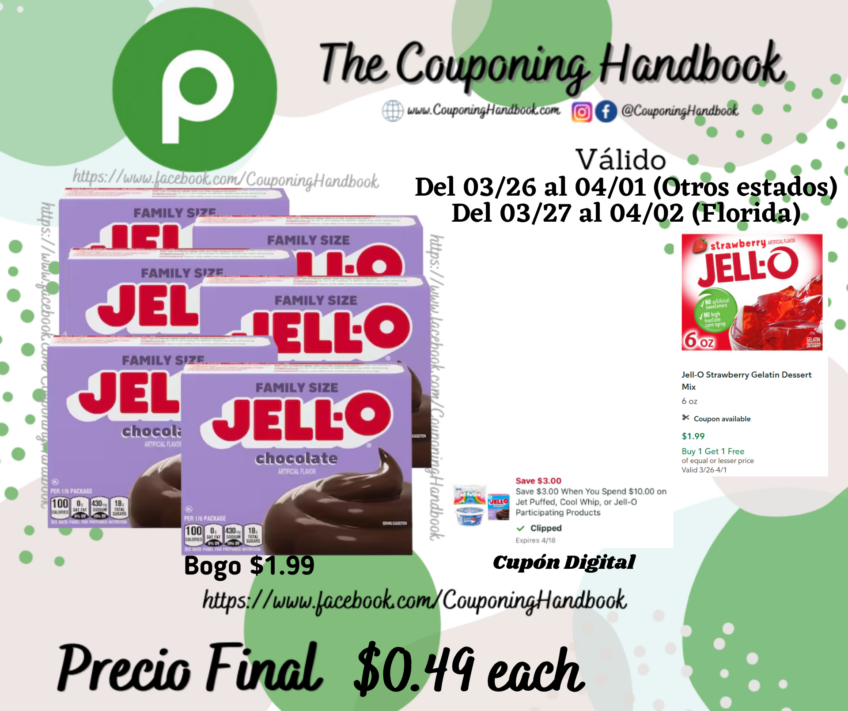 Jell-O Pudding & Pie Filling, Chocolate, Family Size por $0.49