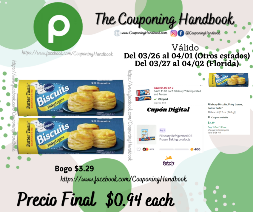 Pillsbury Biscuits, Flaky Layers, Butter Tastin’ por $0.94