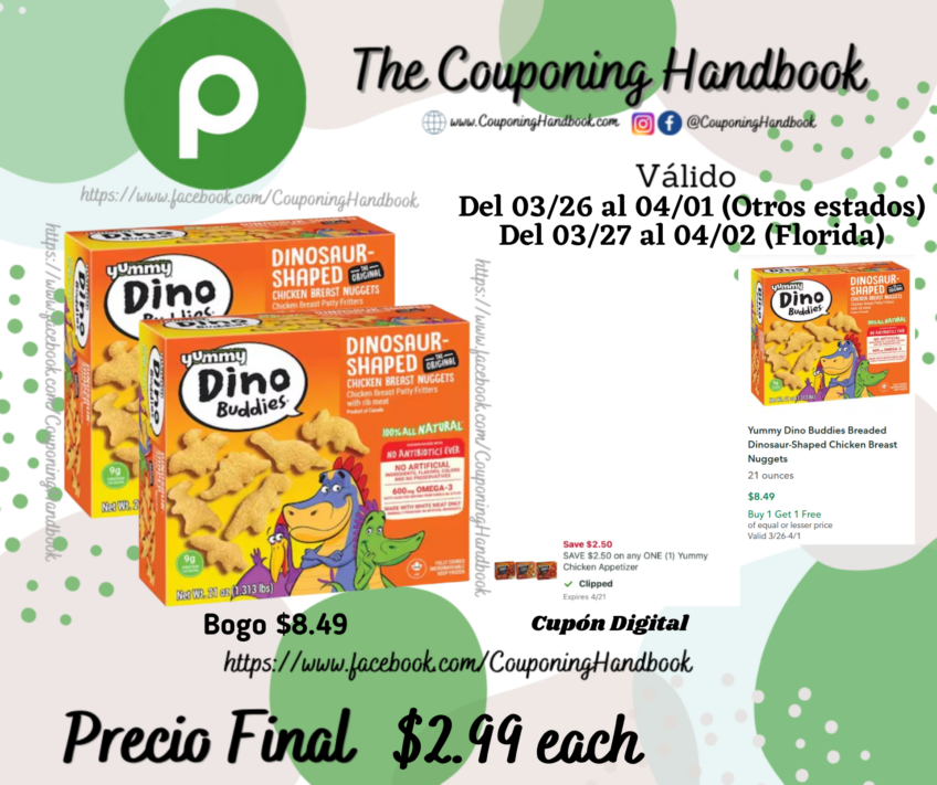 Yummy Dino Buddies Breaded Dinosaur-Shaped Chicken Breast Nuggets por $2.99
