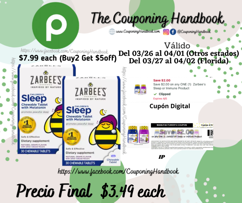 Zarbee’s Sleep, Children’s, Chewable Tablets, Natural Grape Flavor por $3.49