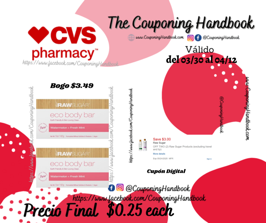 Raw Sugar Eco Bar Soap por $0.25