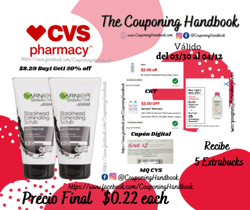 Garnier SkinActive Charcoal Blackhead Acne Treatment Scrub, 5 OZ por $0.22