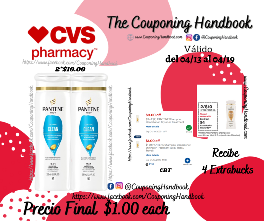 Pantene Pro-V Classic Clean 2-in-1 Shampoo & Conditioner por $1.00