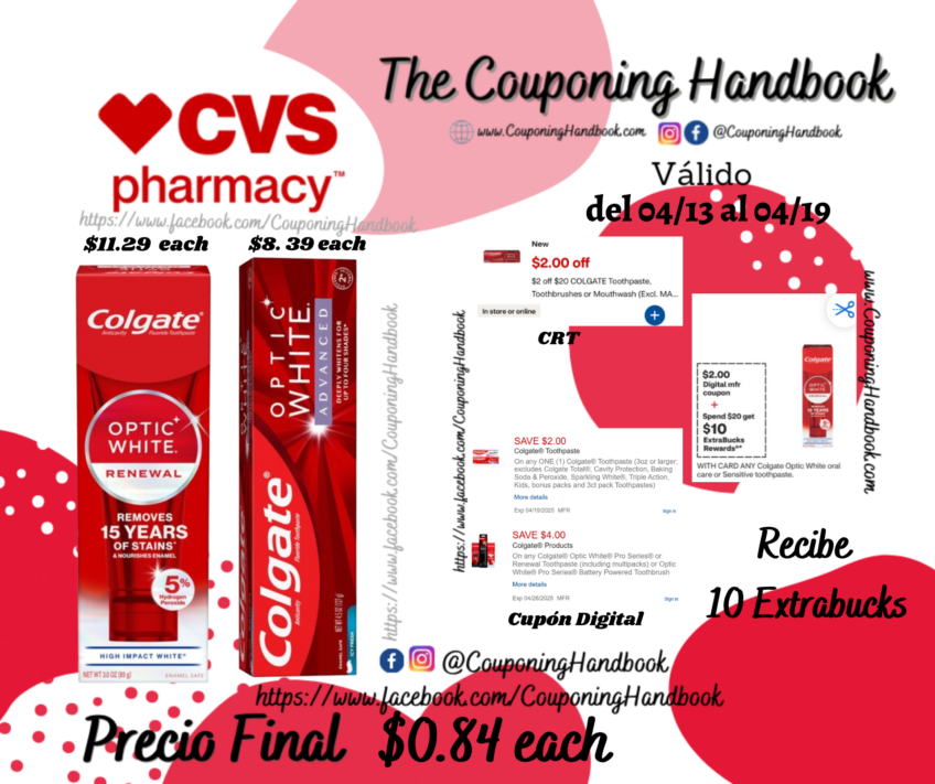 Productos Colgate Optic White por $0.84