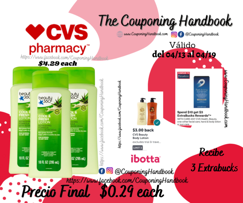 Beauty 360 Cool & Fresh Lotion Refreshing Aloe Vera por $0.29