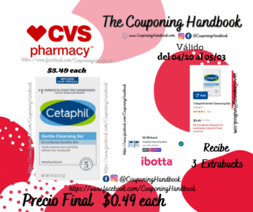 Cetaphil Gentle Cleansing Bar por $0.49