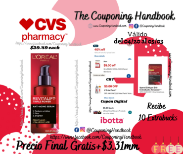 L’Oreal Paris Revitalift Triple Power Concentrated Serum Treatment, 1 OZ Gratis