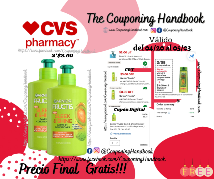 02 Garnier Fructis Sleek & Shine Intensely Smooth Leave-In Conditioning Cream Gratis