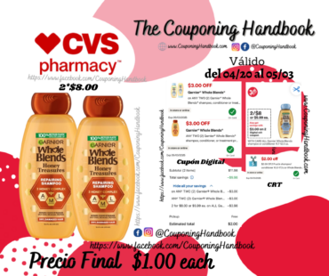 Garnier Whole Blends shampoo or conditioner por $1.00