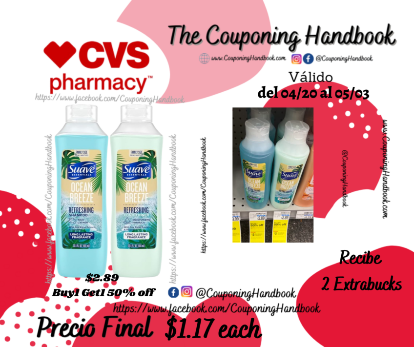 Suave Ocean Breeze Shampoo or Conditioner por $1.17