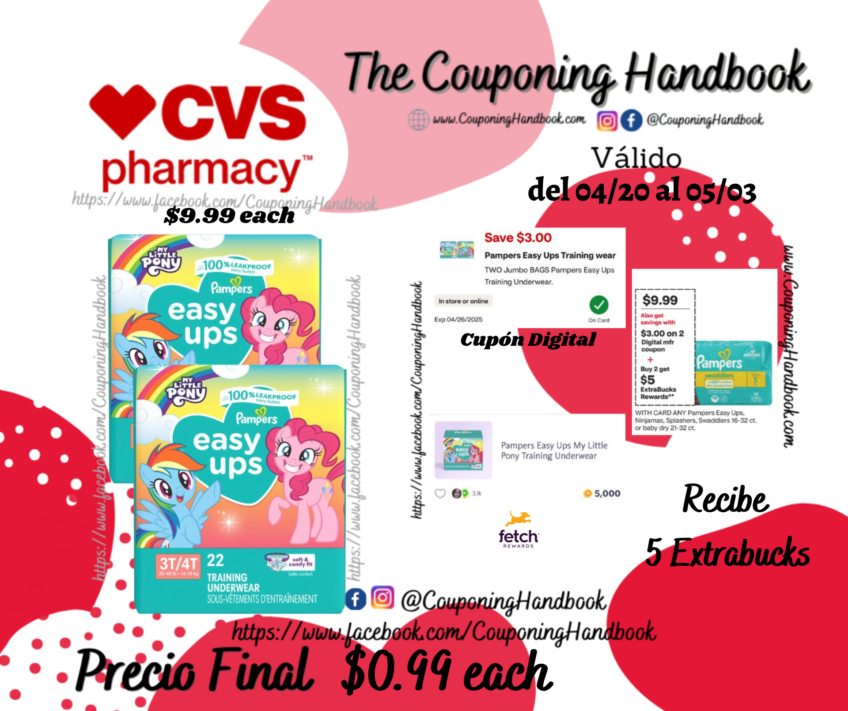 Pampers Easy Ups Girls Training Underwear por $0.99