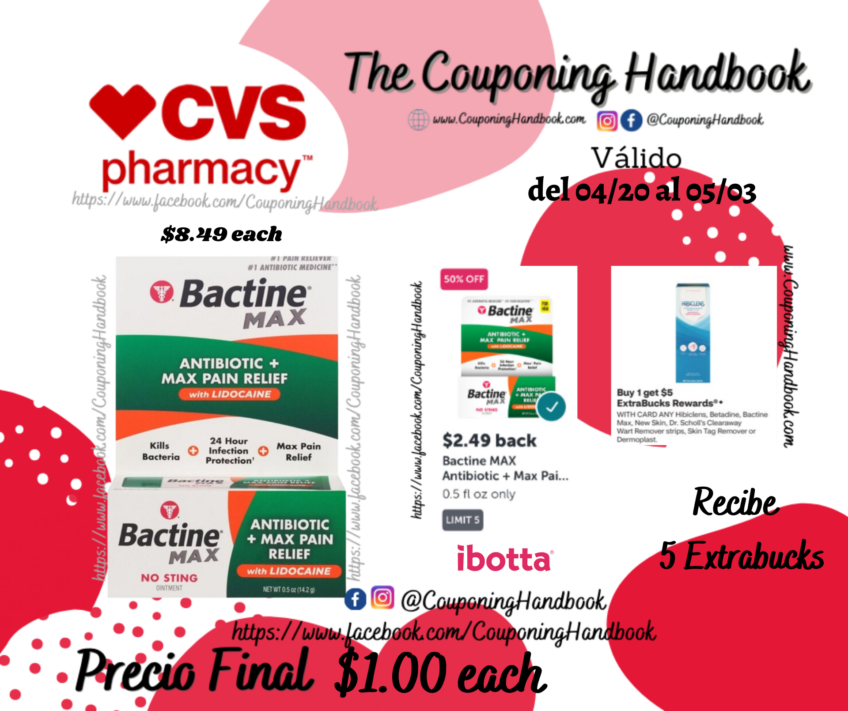 Bactine Max Antibiotic + Pain Relief Ointment, 0.5 OZ por $1.00