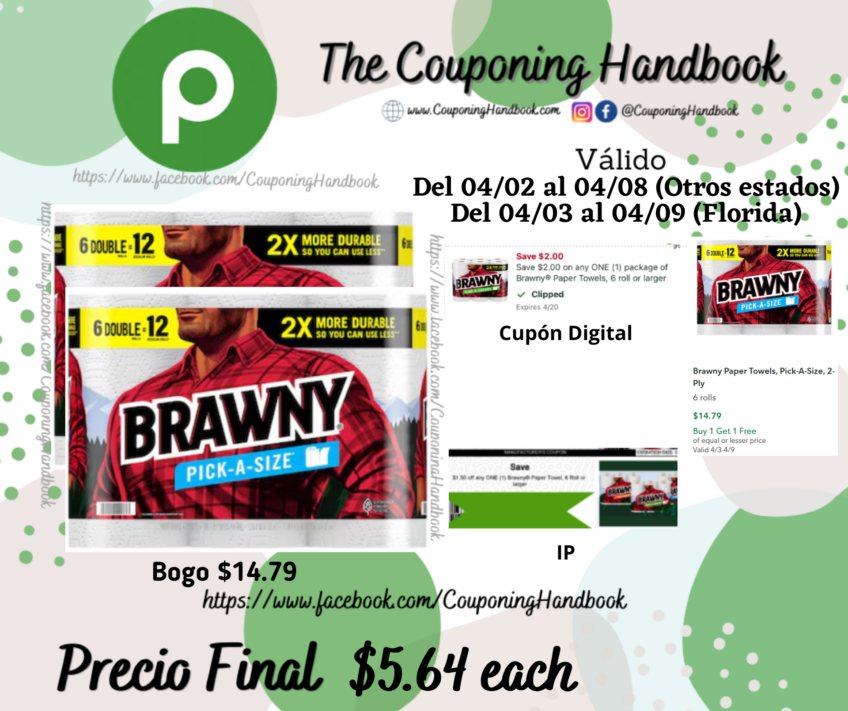 Brawny Paper Towels, Pick-A-Size, 2-Ply por $5.64