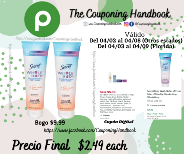 Secret Body Wash, Deodorizing, Whole Body por $2.49