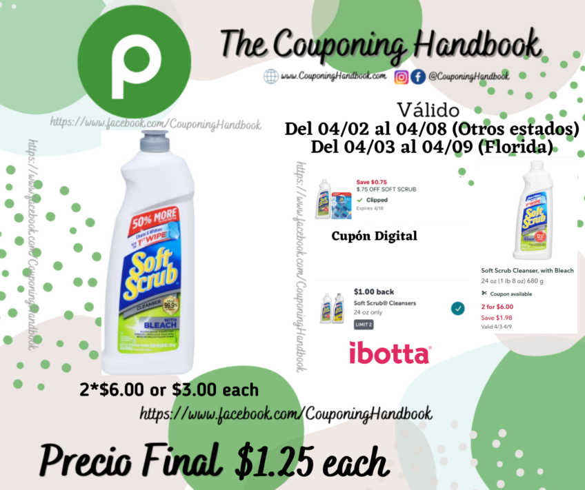 Soft Scrub Cleanser, with Bleach por $1.25