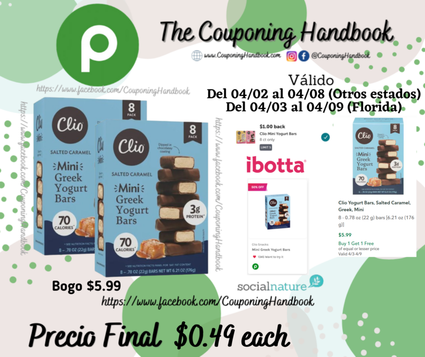 Clio Salted Caramel Greek Yogurt Mini Bars por $0.49