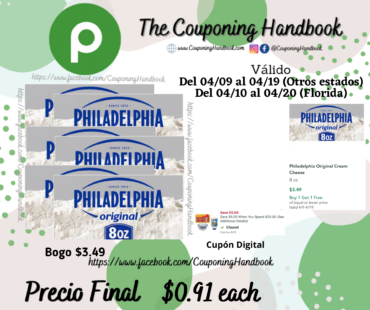 Philadelphia Original Cream Cheese 8 oz por $0.91