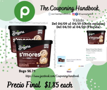 Breyers Frozen Dairy Dessert, S’mores por $1.85