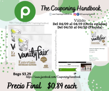 Vanity Fair Napkins, Beverage, Entertain, 2-Ply 40 napkins por $0.89