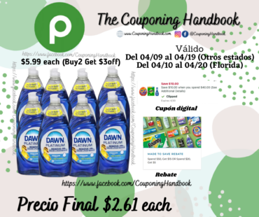 Dawn Dishwashing Liquid, Fresh Rain Scent, Platinum por $2.61