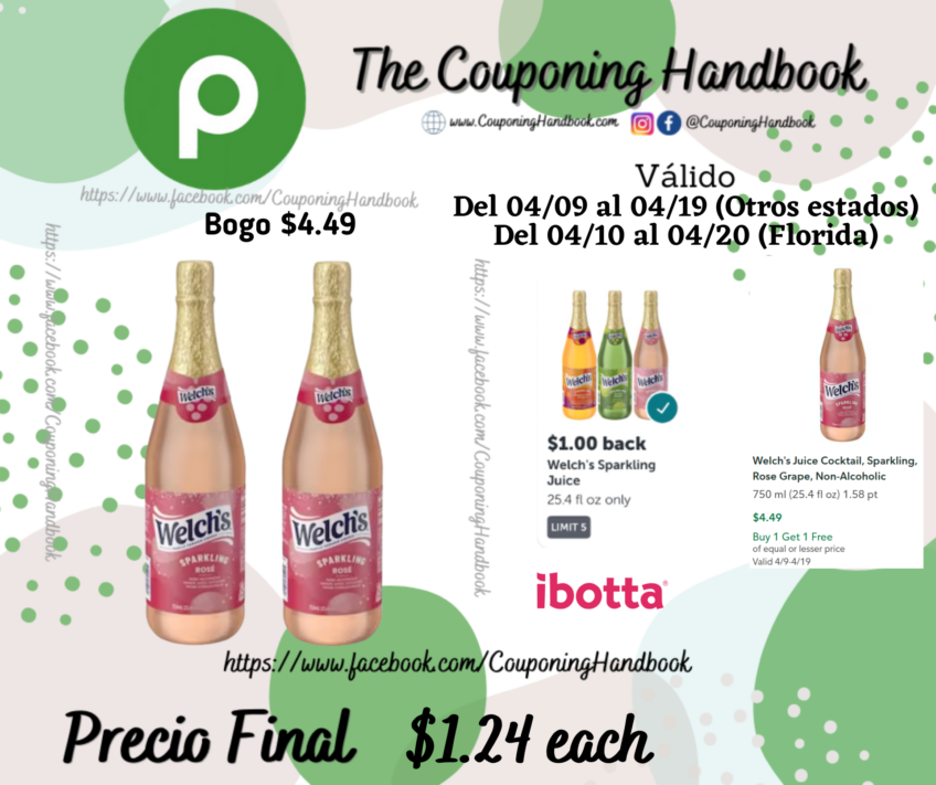 Welch’s Juice Cocktail, Sparkling, Non-Alcoholic por $1.24