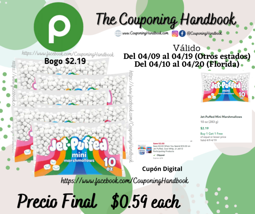 Jet-Puffed Mini Marshmallows por $0.59