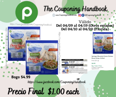 Springer Mountain Farms Chicken Breast Strips, Grille por $1.00