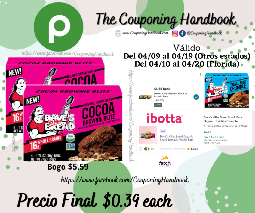 Dave’s Killer Bread SNACK BARS por $0.39