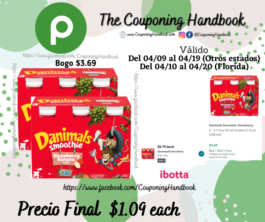 Danimals Smoothie por $1.09