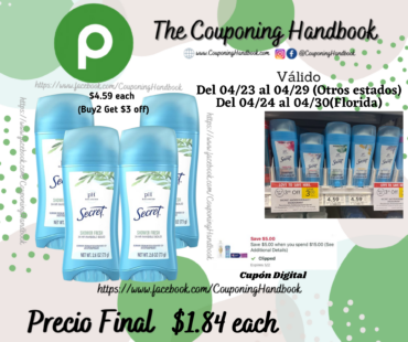 Secret Invisible Solid Antiperspirant and Deodorant, 2.6 oz por $1.84