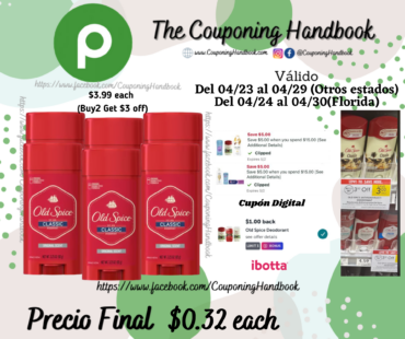 Old Spice Classic Original Scent Deodorant for Men, 3.25 oz por $0.32